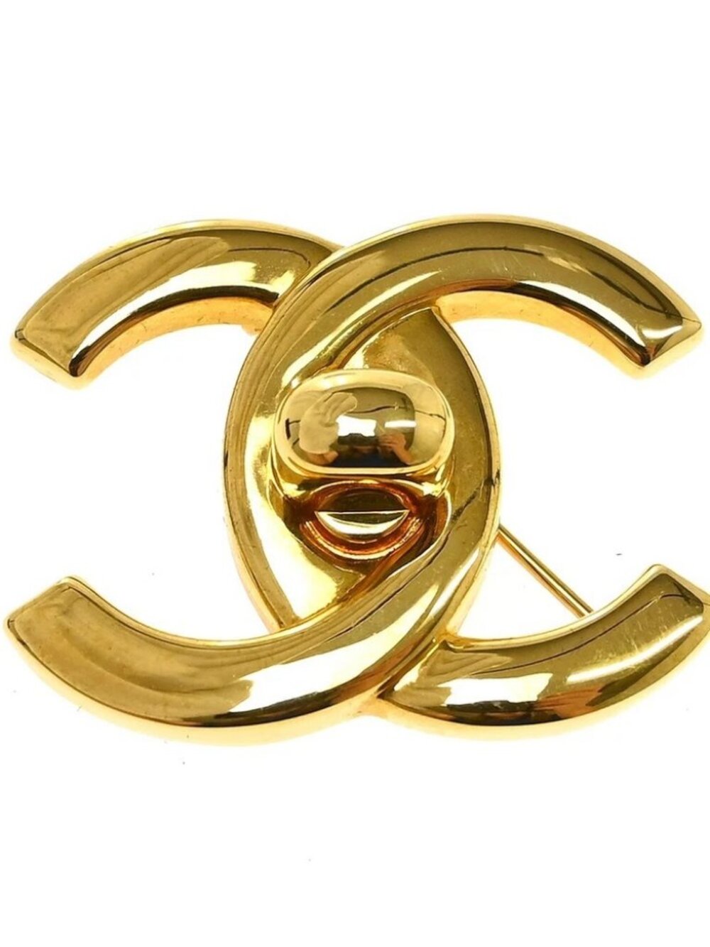 Chanel Turnlock Brooch Pin Gold Large 97P KQ01707